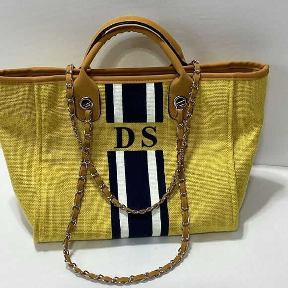 Lily&Bean London The Lily Canvas Medium Monogrammed Fabric Box Bag - Picture 1 of 14